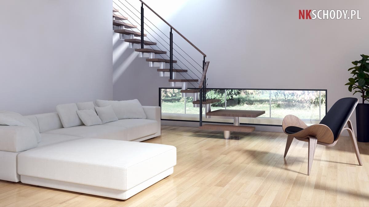 Otwarte schody w salonie